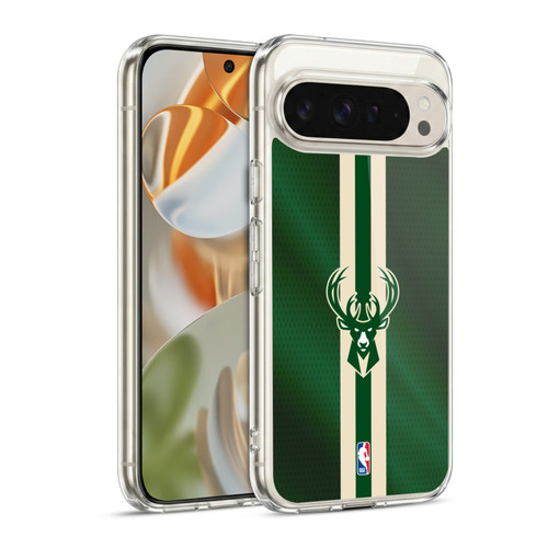 NBA Milwaukee Bucks Stripes Soft Gel Case for Google Pixel 9 / Pixel 9 Pro
