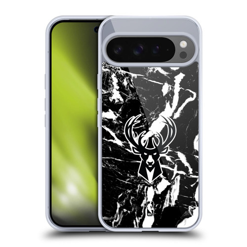 NBA Milwaukee Bucks Black Marble Soft Gel Case for Google Pixel 9 Pro XL