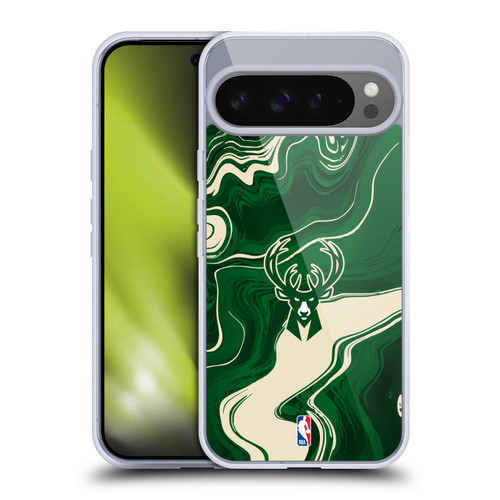 NBA Milwaukee Bucks Marble Agates Soft Gel Case for Google Pixel 9 Pro XL