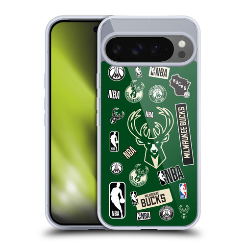 NBA Milwaukee Bucks Sticker Collage Soft Gel Case for Google Pixel 9 Pro XL