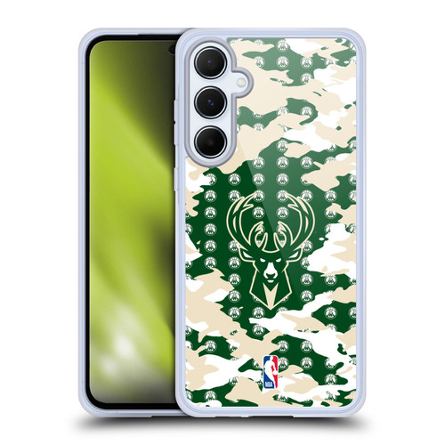 NBA Milwaukee Bucks Camouflage Soft Gel Case for Samsung Galaxy A55 5G