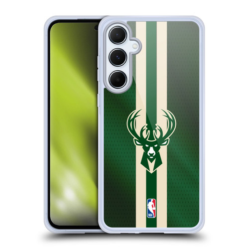 NBA Milwaukee Bucks Stripes Soft Gel Case for Samsung Galaxy A55 5G