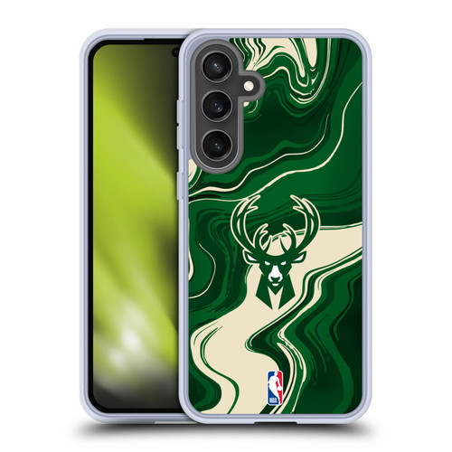 NBA Milwaukee Bucks Marble Agates Soft Gel Case for Samsung Galaxy S24 FE & MagSafe