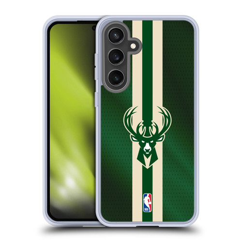 NBA Milwaukee Bucks Stripes Soft Gel Case for Samsung Galaxy S24 FE & MagSafe