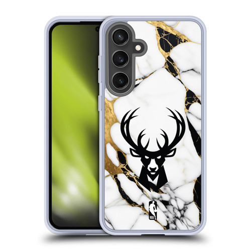 NBA Milwaukee Bucks White Marble Soft Gel Case for Samsung Galaxy S24 FE & MagSafe