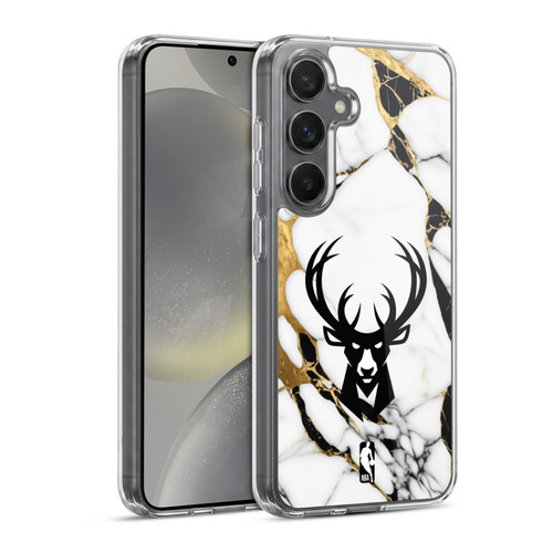 NBA Milwaukee Bucks White Marble Soft Gel Case for Samsung Galaxy S24 5G & MagSafe