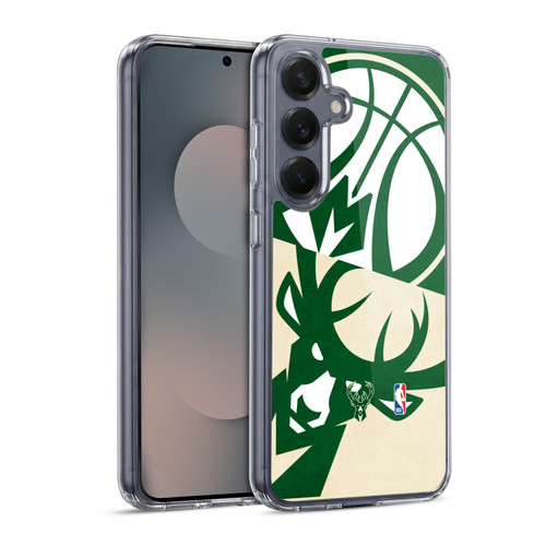 NBA Milwaukee Bucks Half Oversized Soft Gel Case for Samsung Galaxy S25 & MagSafe