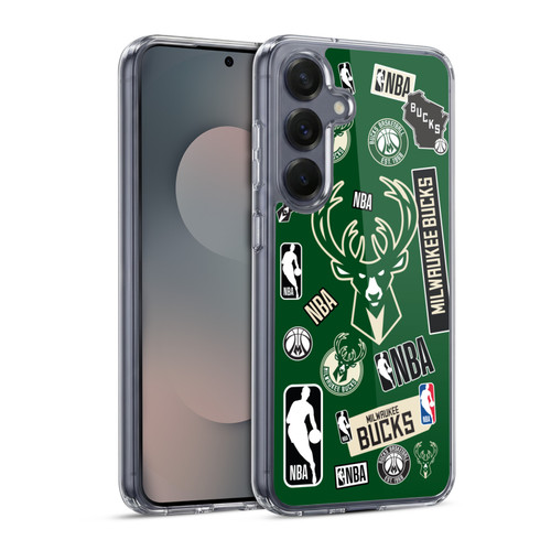 NBA Milwaukee Bucks Sticker Collage Soft Gel Case for Samsung Galaxy S25 & MagSafe