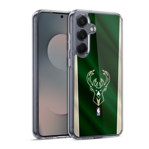 NBA Milwaukee Bucks Vertical Banner Soft Gel Case for Samsung Galaxy S25 & MagSafe