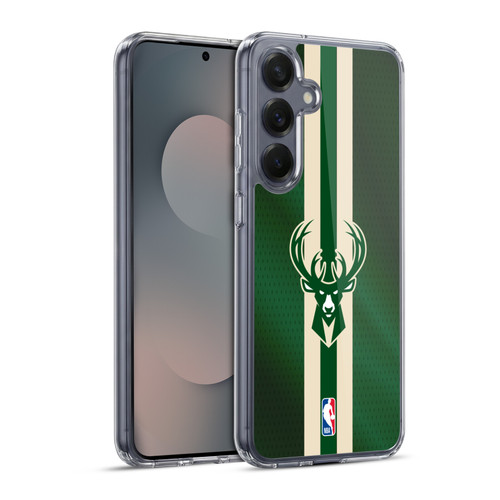 NBA Milwaukee Bucks Stripes Soft Gel Case for Samsung Galaxy S25+ & MagSafe
