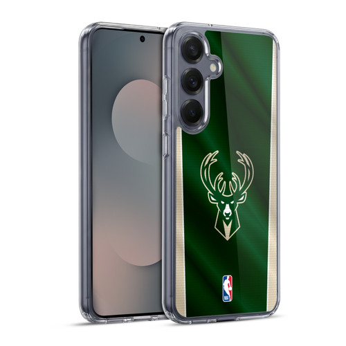 NBA Milwaukee Bucks Vertical Banner Soft Gel Case for Samsung Galaxy S25+ & MagSafe
