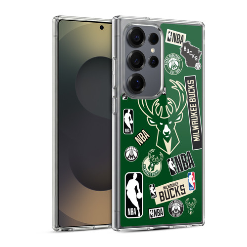 NBA Milwaukee Bucks Sticker Collage Soft Gel Case for Samsung Galaxy S25 Ultra & MagSafe