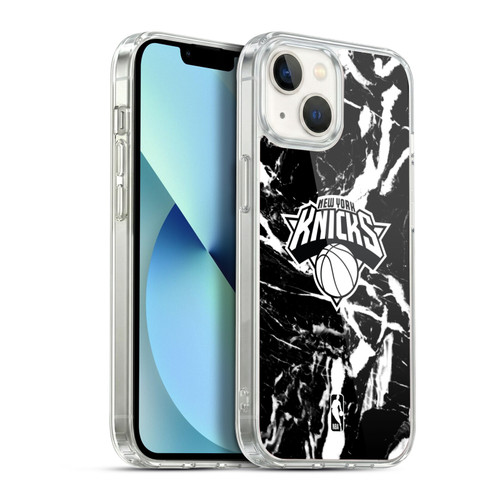 NBA New York Knicks Black Marble Soft Gel Case for Apple iPhone 13