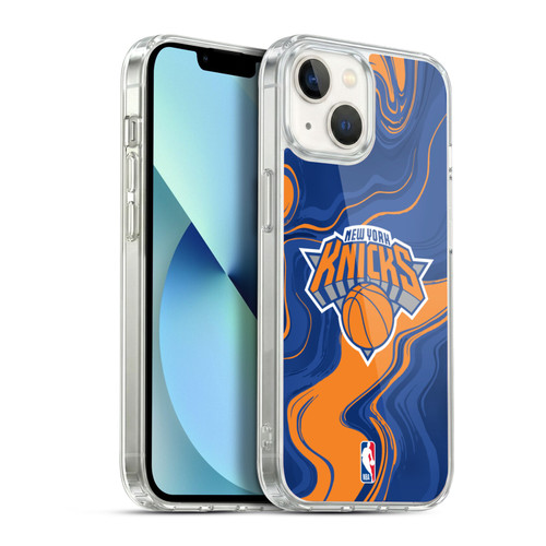 NBA New York Knicks Marble Agates Soft Gel Case for Apple iPhone 13