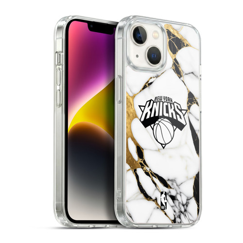 NBA New York Knicks White Marble Soft Gel Case for Apple iPhone 14