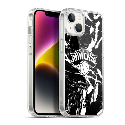 NBA New York Knicks Black Marble Soft Gel Case for Apple iPhone 14 Plus & MagSafe