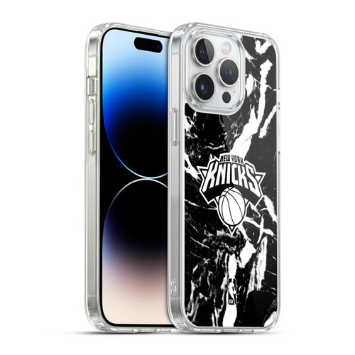 NBA New York Knicks Black Marble Soft Gel Case for Apple iPhone 14 Pro Max & MagSafe