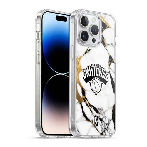 NBA New York Knicks White Marble Soft Gel Case for Apple iPhone 14 Pro Max & MagSafe