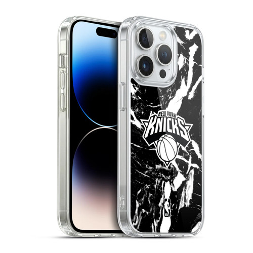 NBA New York Knicks Black Marble Soft Gel Case for Apple iPhone 14 Pro & MagSafe
