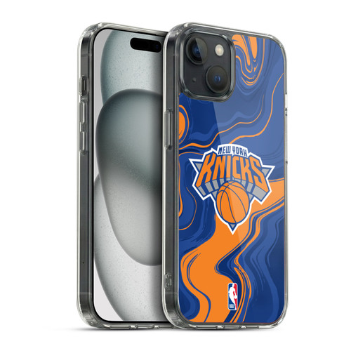 NBA New York Knicks Marble Agates Soft Gel Case for Apple iPhone 15 Plus & MagSafe
