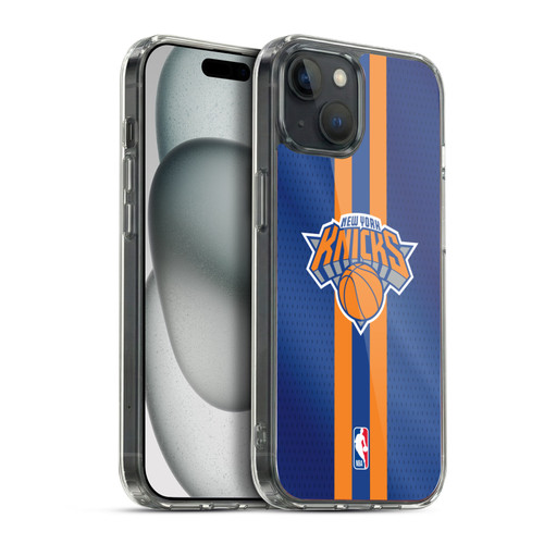 NBA New York Knicks Stripes Soft Gel Case for Apple iPhone 15 Plus & MagSafe