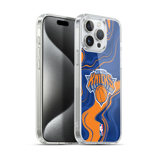 NBA New York Knicks Marble Agates Soft Gel Case for Apple iPhone 15 Pro Max & MagSafe