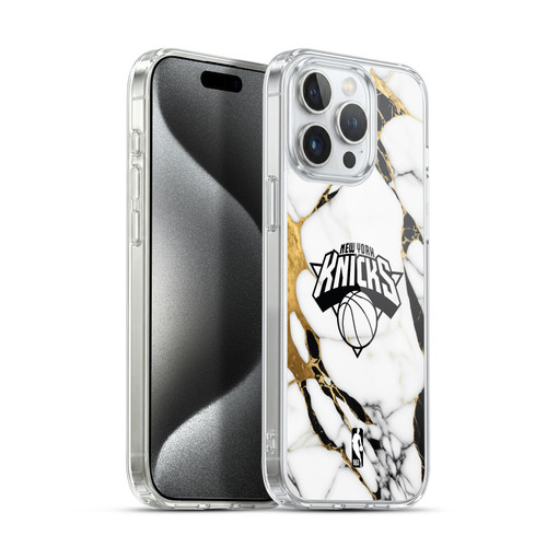 NBA New York Knicks White Marble Soft Gel Case for Apple iPhone 15 Pro Max & MagSafe