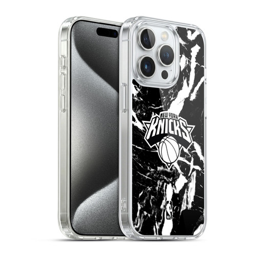 NBA New York Knicks Black Marble Soft Gel Case for Apple iPhone 15 Pro & MagSafe
