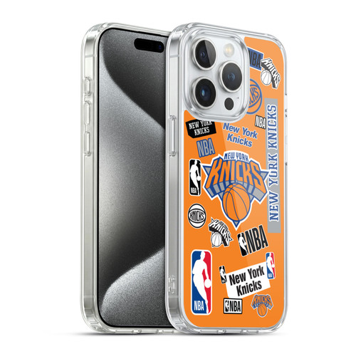NBA New York Knicks Sticker Collage Soft Gel Case for Apple iPhone 15 Pro & MagSafe