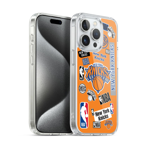 NBA New York Knicks Sticker Collage Soft Gel Case for Apple iPhone 15 Pro & MagSafe