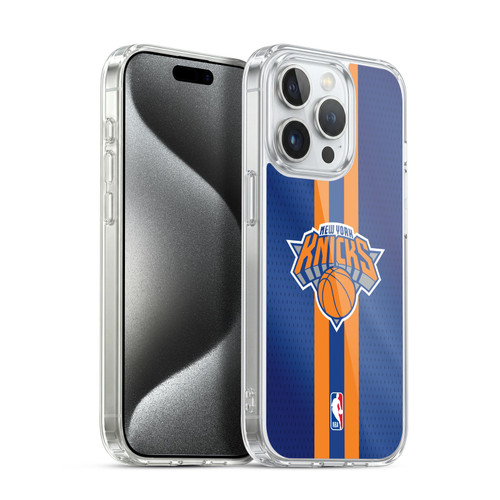 NBA New York Knicks Stripes Soft Gel Case for Apple iPhone 15 Pro & MagSafe