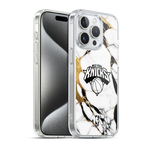 NBA New York Knicks White Marble Soft Gel Case for Apple iPhone 15 Pro & MagSafe