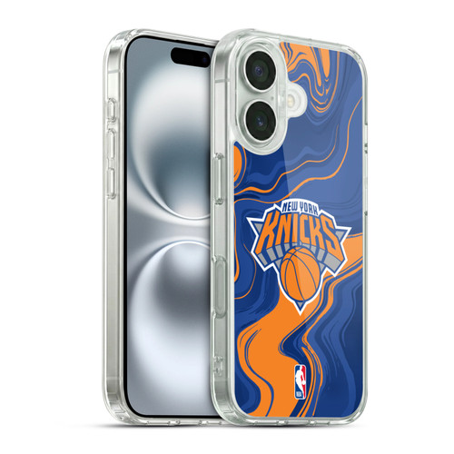 NBA New York Knicks Marble Agates Soft Gel Case for Apple iPhone 16 & MagSafe