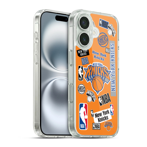 NBA New York Knicks Sticker Collage Soft Gel Case for Apple iPhone 16 & MagSafe