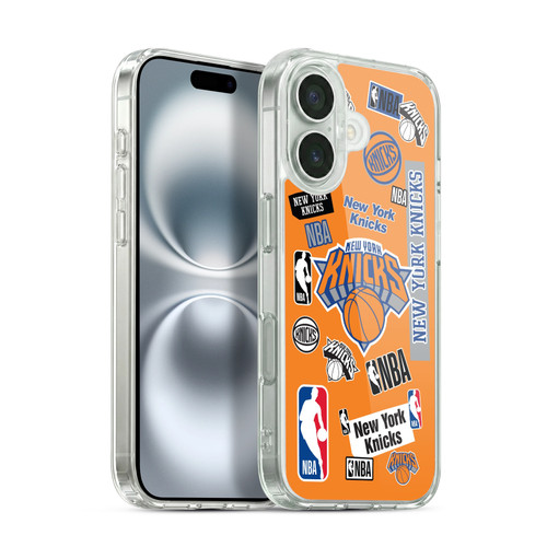 NBA New York Knicks Sticker Collage Soft Gel Case for Apple iPhone 16 & MagSafe