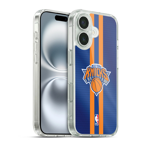 NBA New York Knicks Stripes Soft Gel Case for Apple iPhone 16 & MagSafe