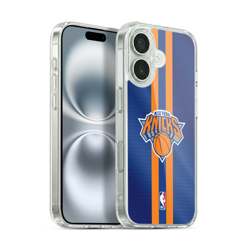 NBA New York Knicks Stripes Soft Gel Case for Apple iPhone 16 & MagSafe