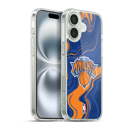 NBA New York Knicks Marble Agates Soft Gel Case for Apple iPhone 16 Plus & MagSafe