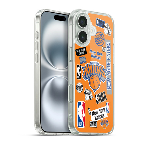 NBA New York Knicks Sticker Collage Soft Gel Case for Apple iPhone 16 Plus & MagSafe