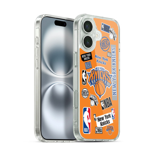 NBA New York Knicks Sticker Collage Soft Gel Case for Apple iPhone 16 Plus & MagSafe