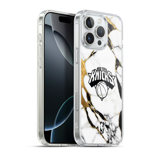 NBA New York Knicks White Marble Soft Gel Case for Apple iPhone 16 Pro Max & MagSafe