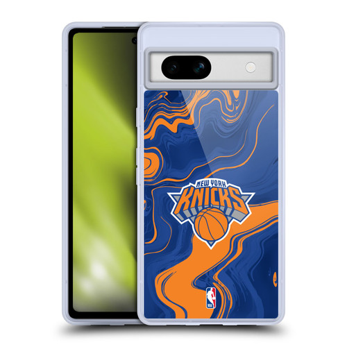 NBA New York Knicks Marble Agates Soft Gel Case for Google Pixel 7a