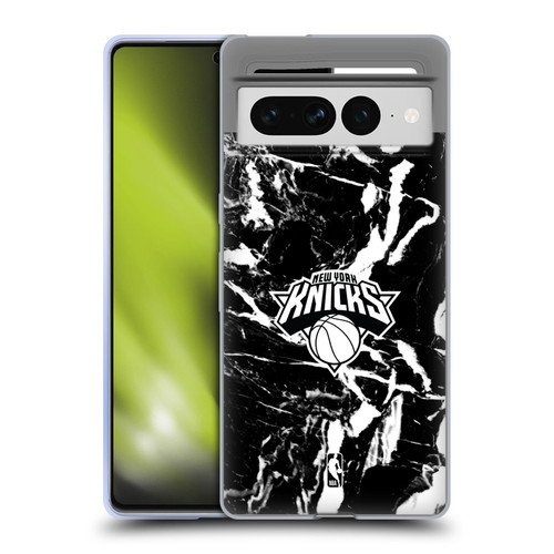 NBA New York Knicks Black Marble Soft Gel Case for Google Pixel 7 Pro