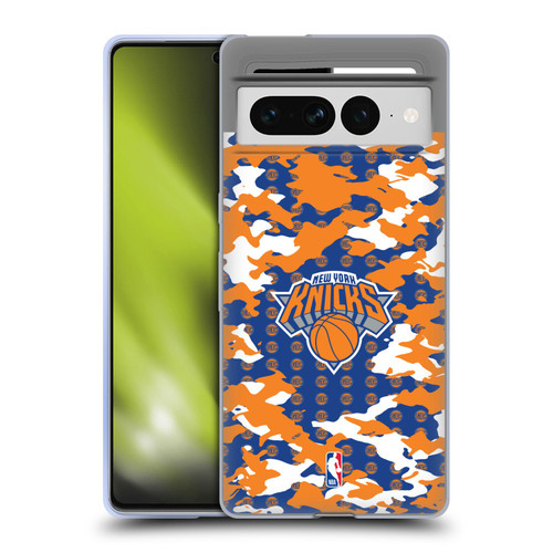 NBA New York Knicks Camouflage Soft Gel Case for Google Pixel 7 Pro