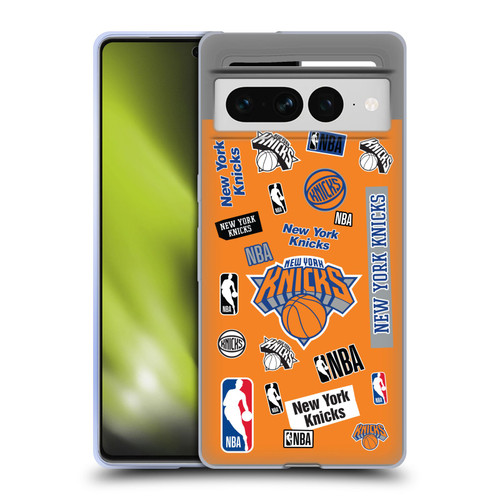 NBA New York Knicks Sticker Collage Soft Gel Case for Google Pixel 7 Pro
