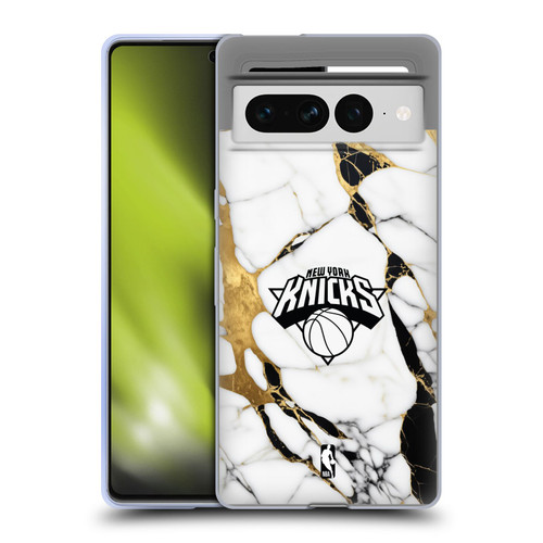 NBA New York Knicks White Marble Soft Gel Case for Google Pixel 7 Pro