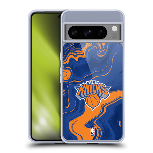 NBA New York Knicks Marble Agates Soft Gel Case for Google Pixel 8 Pro