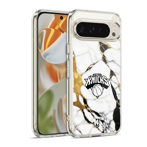 NBA New York Knicks White Marble Soft Gel Case for Google Pixel 9 / Pixel 9 Pro