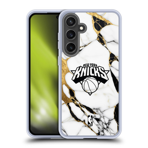 NBA New York Knicks White Marble Soft Gel Case for Samsung Galaxy S24 FE & MagSafe