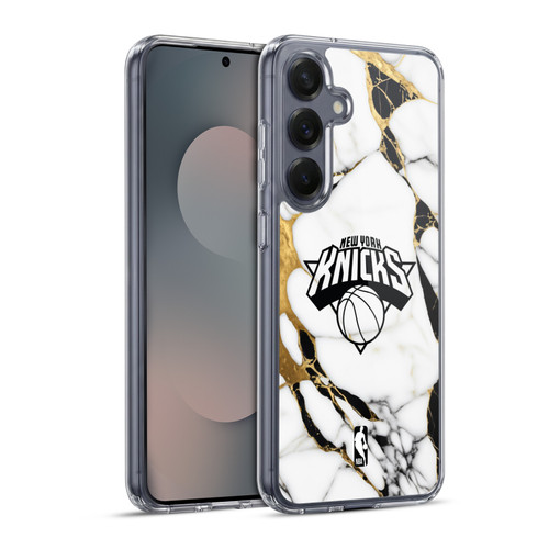 NBA New York Knicks White Marble Soft Gel Case for Samsung Galaxy S25+ & MagSafe